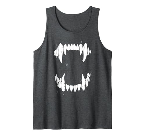 Pop Cult Tees Halloween Horror Wolf Dog Vampire Monster Teeth Costume Tank Top - size chart