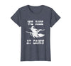 Halloween Witch Broomstick Costume Shop We Ride At Dawn Spooky Witch Broomstick Halloween Costume T-Shirt - size chart