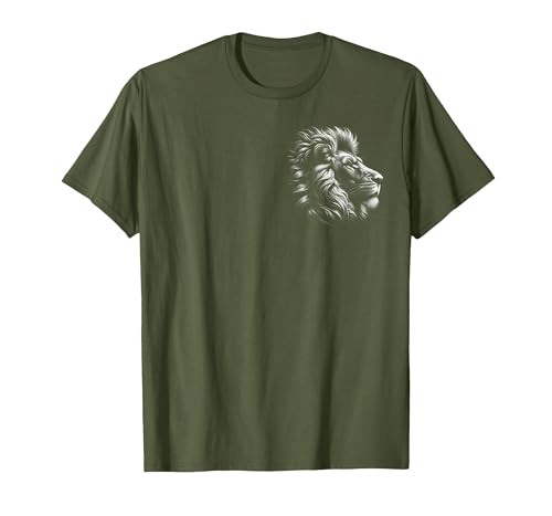 MyAnimal - Your Favourite Animal Wear Lion Head - Cool Portrait of a Proud Lion on Chest T-Shirt - size chart