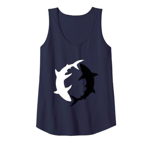 Mademark Yin Yang Sharks Ocean Balance Graphic Tank Top - size chart