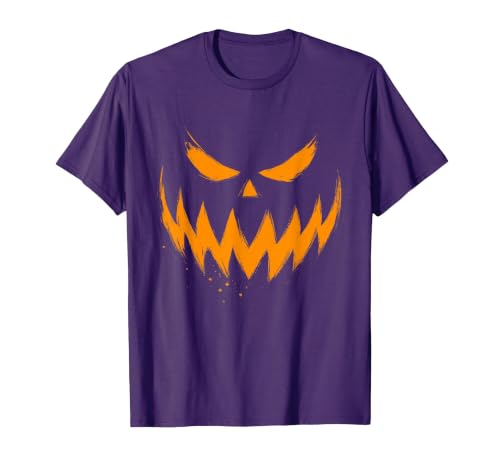 Vintage Jack o Lantern Halloween Tee Pumpkin Face Jack O Lantern Scary Carved Halloween Costume T-Shirt - size chart