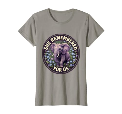 Mademark She Remembered For Us Gentle Elephant Design T-Shirt - Women - size chart