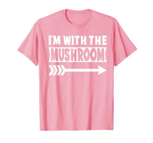 Funny Lazy & Easy Halloween Couple Costume Tee I'm with The Mushroom Halloween Costume Mushroom Halloween T-Shirt - size