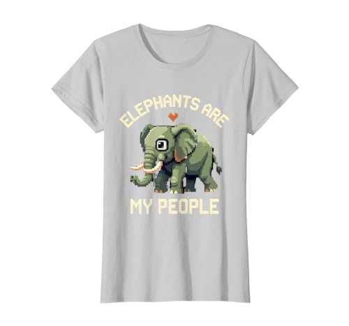 Mademark Elephants Are My People Pixel Art Design T-Shirt - Women - size chart