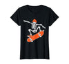 Funny Boys Kids Skeleton Skater Art Skateboarding Skeleton Riding Skateboard Halloween Skater T-Shirt - size chart