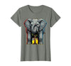Mademark Funny Elephant Hiding Behind Tiny Tree T-Shirt - Women - size chart