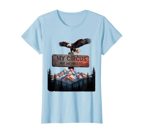 Mademark My Circus My Monkeys Funny Chaos Manager Design T-Shirt - Women - size chart