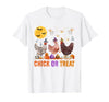 Autumn Pumpkin Chicken Halloween Chicken Farm Fall Halloween Chicken Pumpkin Chick Or Treat Spooky T-Shirt - size chart