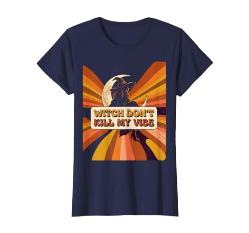 Mademark Witch Don't Kill My Vibe Halloween Women's Design T-Shirt - size chart