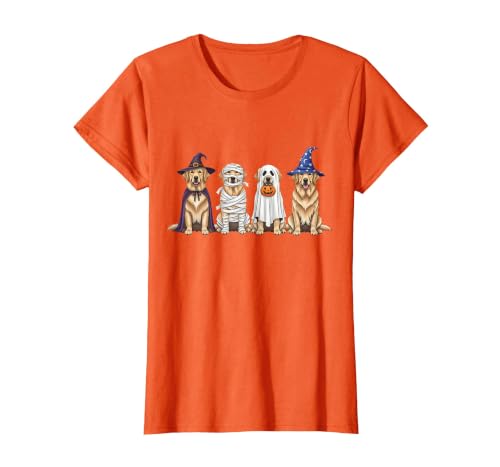 Spooky Golden Retriever Dogs Mummy Halloween Tee Golden Retriever Dog Witch Mummy Ghost Boo Costume Halloween T-Shirt - size