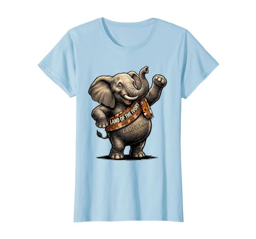Mademark Land Of The Ivory, Land Of Mine Patriotic Elephant Design T-Shirt - Women - size chart