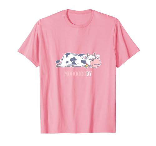 Bad Mood Sleeping Cow Tee Moooody Cow Beef Milk Farm Animals T-Shirt - size chart