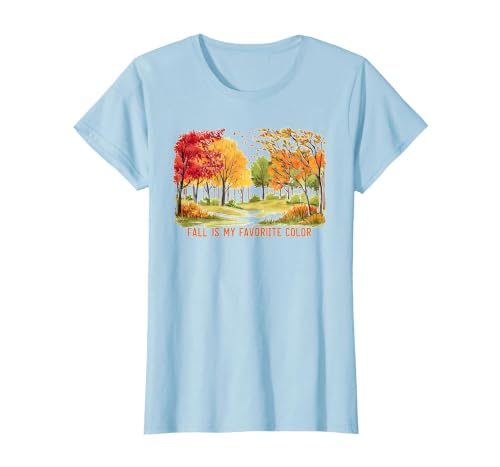 Halloween spooky fall autumn shirts Fall is My Favorite Color Season Leaves Halloween Fun T-Shirt - size chart