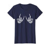 Halloween Tees for Women Men Kids Rocker Hand Sign Rock Skeleton Halloween Costume Men Women T-Shirt - size chart