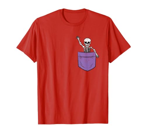 Halloween Shirts Skeleton Costume Men Women Kids Skeleton Pocket Halloween Costume Funny Skull Character T-Shirt - size chart