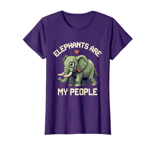 Mademark Elephants Are My People Pixel Art Design T-Shirt - Women - size chart