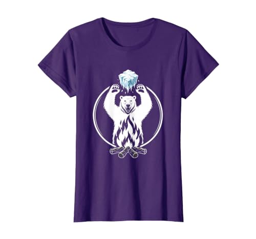 Mademark Polar Bear Throws Ice Into Fire Funny Design T-Shirt - size chart