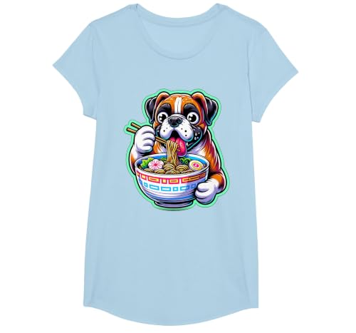 Noodle Ramen Boxer Dog Kawaii Anime Boxer Dog Ramen T-Shirt - size chart