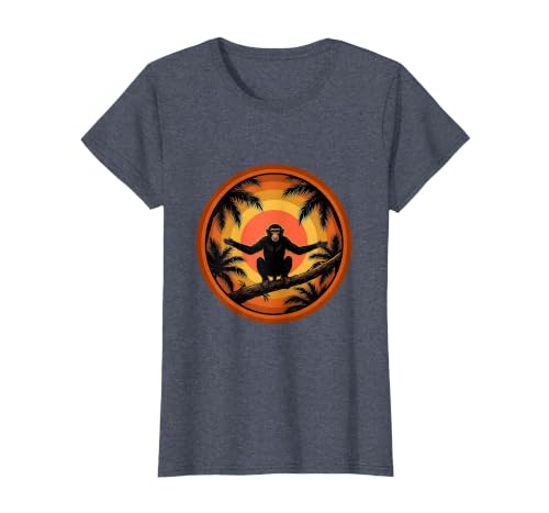 Mademark Monkey Silhouette Tropical Sunset Graphic T-Shirt - Women - size chart