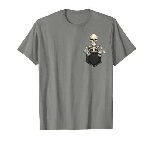 Funny Pocket Skeleton Halloween T Shirt For Men Funny Skeleton in The Pocket Halloween Kids Teens Adults T-Shirt - size chart