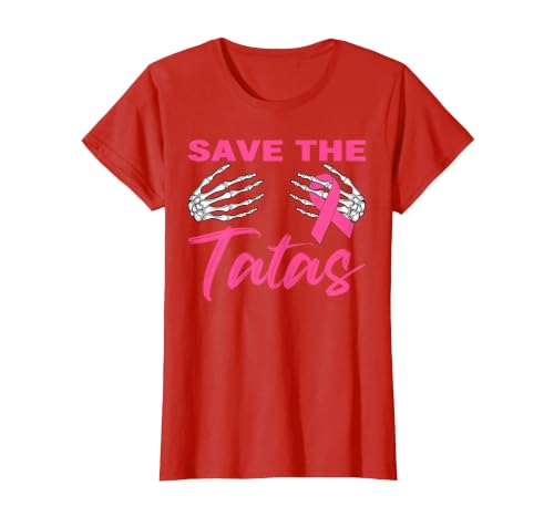 Amb Breast Cancer Awareness Month Warrior Survivor Save The Tatas Breast Cancer Pink Ribbon Skeleton Halloween T-Shirt -