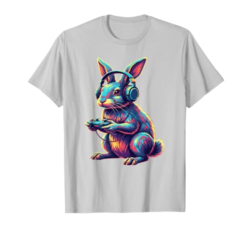 Rabbit Gaming Animal Video Games Funny Rabbit T-Shirt — design detail
