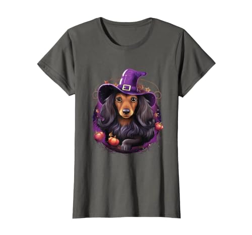 Dachshund Lovers Halloween Costume Cute Witch Funny Dachshund Halloween Costume Dog Lover T-Shirt - size chart