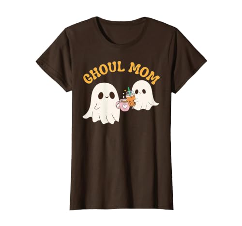 Ghoul Mom Cute Halloween Mother Ghost Mommy Trick Treating T-Shirt - size chart