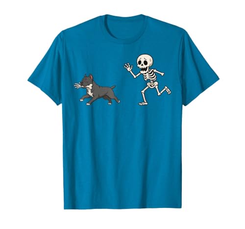 Pitbull Halloween Costume Funny Pitbull Skeleton Hand Halloween T-Shirt - size chart