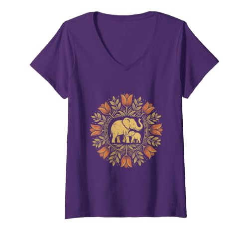 Mademark Women's Mother Elephant Nudging Newborn Calf Maternity V-Neck T-Shirt - Women - size chart