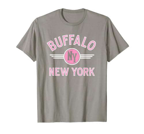 133 Apparel Buffalo NY Buffalo New York Circle NY Pink Print T-Shirt - size chart