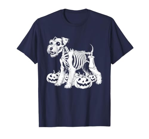 Miniature Schnauzer Lovers Halloween Dog Costume Miniature Schnauzer Skeleton Birthday Halloween Mens Womens T-Shirt - size