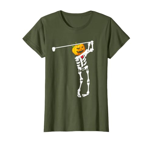 Funny Skeleton Golf Halloween Costume Golf Skeleton Pumpkin Halloween Shirt T-Shirt - size chart
