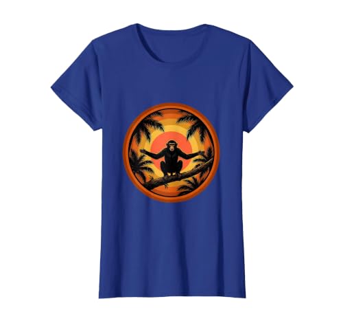 Mademark Monkey Silhouette Tropical Sunset Graphic T-Shirt - Women - size chart