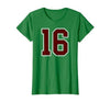 Maroon Number 16 Jersey Player Uniform #16 Gifts Maroon and White Number 16 Jersey Player Uniform #16 Fan T-Shirt - size