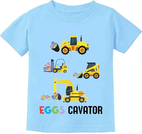 Easter Day Gift for Toddler Boy Baby Girl Tractor Loving Bunny T-Shirt — design detail