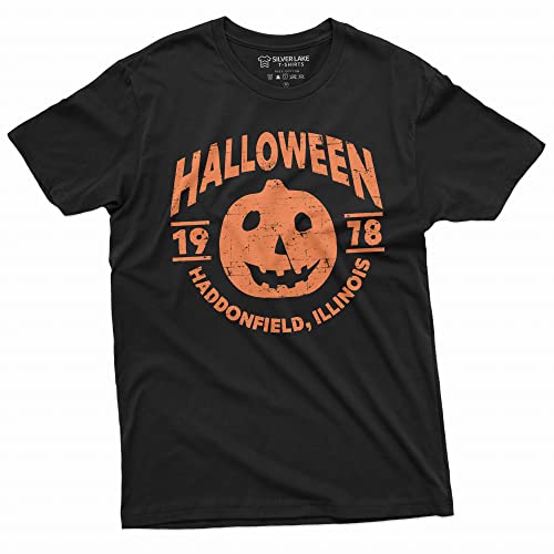 Silver Lake T-shirts Halloween Pumpkin T-Shirt Movie Popular Culture 1978 Haddonfield, Illinois Tee Shirt - size chart