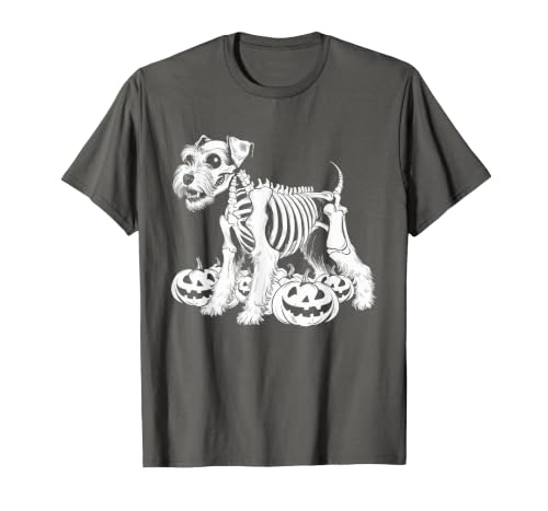 Miniature Schnauzer Lovers Halloween Dog Costume Miniature Schnauzer Skeleton Birthday Halloween Mens Womens T-Shirt - size