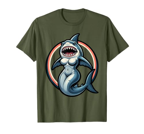 Mademark Mermaid Great White Shark Fusion Graphic T-Shirt - Purple