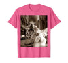 Funny Bunny Rabbit Selfie with T-Rex Tyrannosaurus Dinosaur T-Shirt — design detail