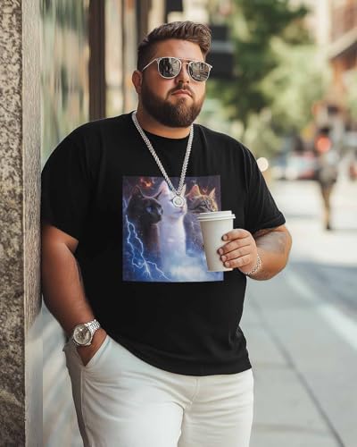 CaRoPaZyX T Shirt for Men Printed in USA Cat Enthusiast Lightning Cool Cat Short Sleeve Crew Neck Tee Tops Graphic T-Shirts White - size chart