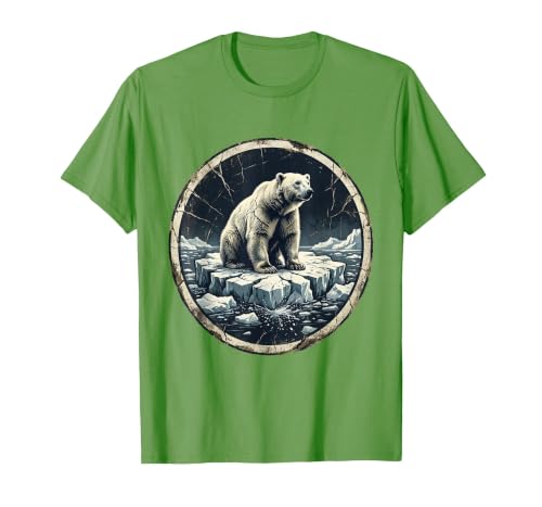 Mademark Polar Bear Drifting on Ice Floe Illustration T-Shirt - size chart