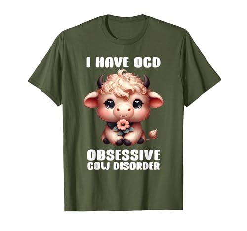 Funny Cow Apparel I Have OCD Obsessive Cow Disorder Cow Lover Farmer T-Shirt - size chart