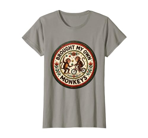 Mademark Brought My Own Monkeys Circus Humor Design T-Shirt - Women - size chart