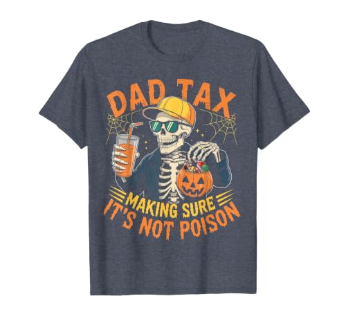 Dad Tax Halloween Pumpkin Candy Art Dad Tax Halloween Pumpkin Candy Funny Skull Men Dad Joke T-Shirt - size chart