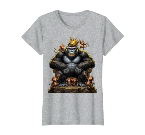 Mademark King Gorilla Dad Surrounded by Little Monkeys T-Shirt - Women - size chart