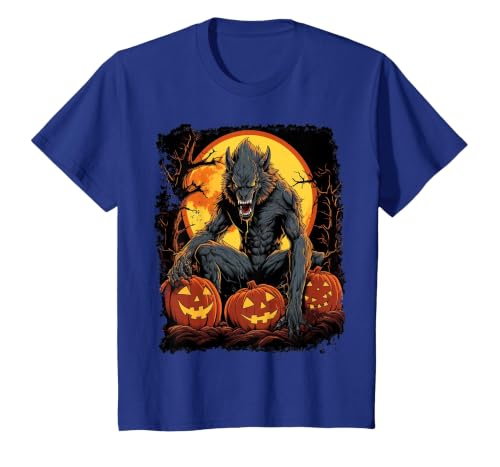 FrightNightFits Werewolf Orange Halloween T-Shirt - size chart