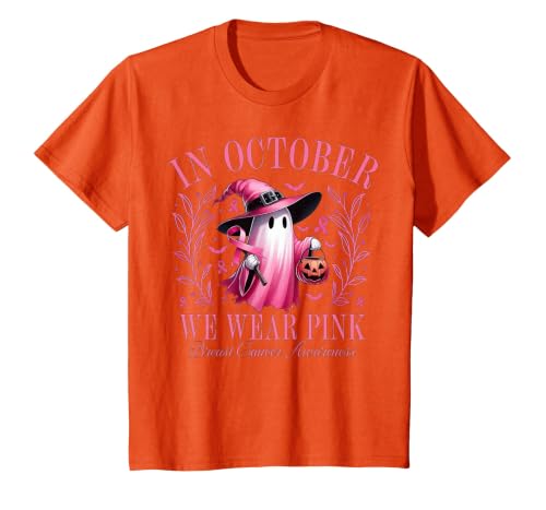 Ghost October Wear Pink Breast Cancer t -shir t Halloween Pink Ghost in October We Wear Pink Breast Cancer T-Shirt - size