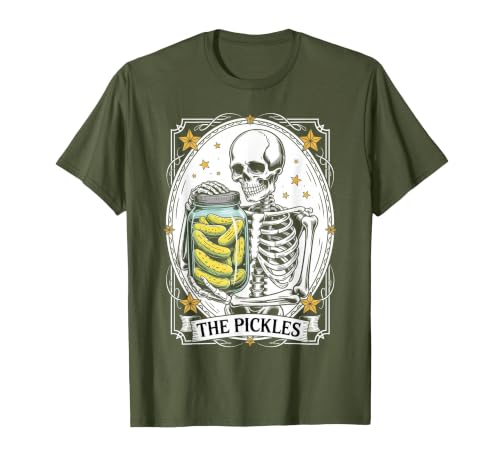 Tarot Card Skeleton Halloween Ades.shirt The Pickles Tarot Card Skeleton Canning Season Gardener T-Shirt - size chart
