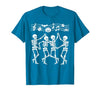 Dancing Skeletons Halloween Party Music Shirts Spooky Skeletons Symphony Halloween Dance Music Men Women T-Shirt - size chart